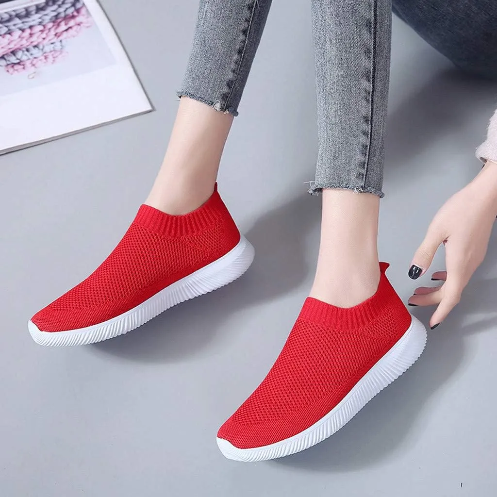 Sneakers for Women Running Shoes Slip On Casual Running Shoes for Women Mesh Breathable Dressy Casual Shoes Platform Sneakers Black Tennis Shoe White Loafers