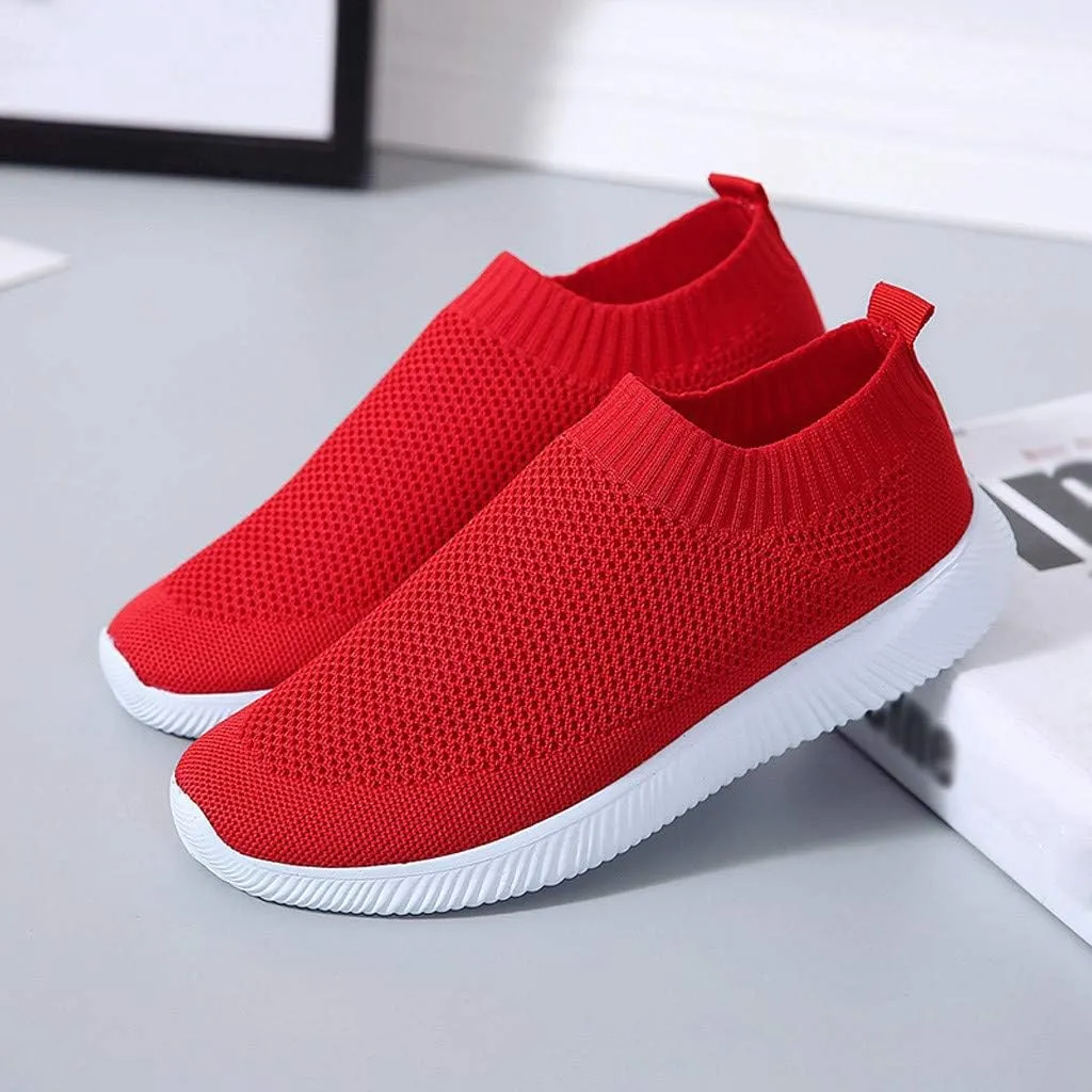 Sneakers for Women Running Shoes Slip On Casual Running Shoes for Women Mesh Breathable Dressy Casual Shoes Platform Sneakers Black Tennis Shoe White Loafers
