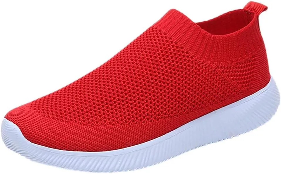 Sneakers for Women Running Shoes Slip On Casual Running Shoes for Women Mesh Breathable Dressy Casual Shoes Platform Sneakers Black Tennis Shoe White Loafers