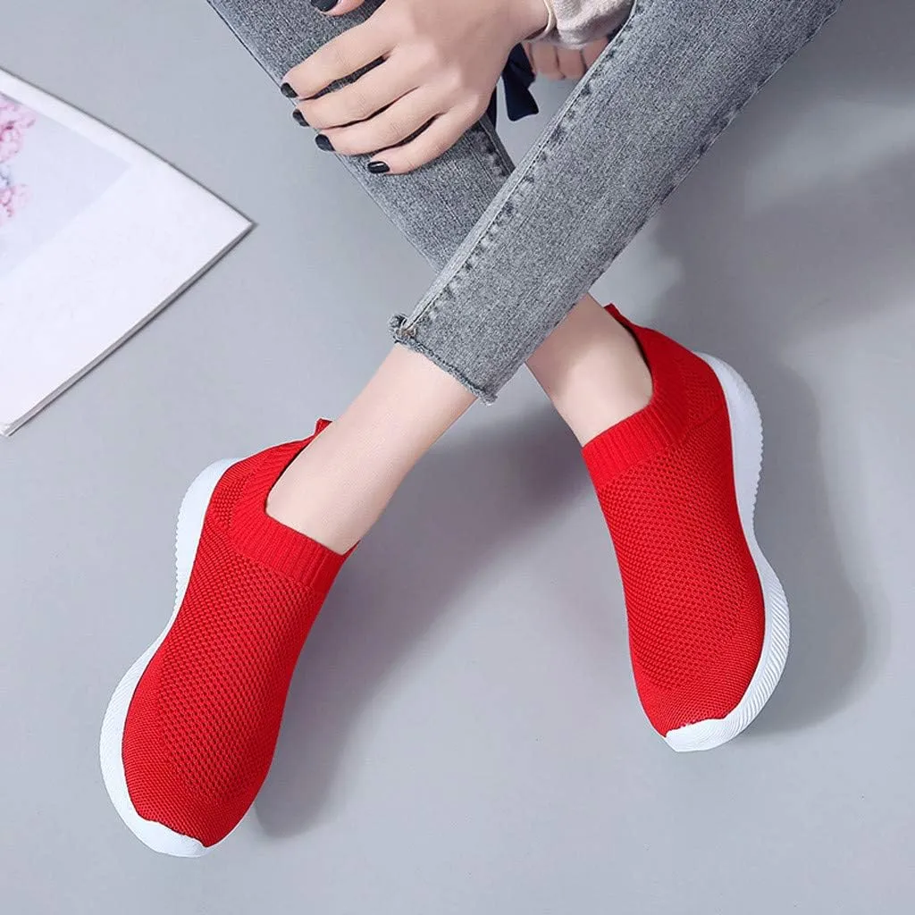 Sneakers for Women Running Shoes Slip On Casual Running Shoes for Women Mesh Breathable Dressy Casual Shoes Platform Sneakers Black Tennis Shoe White Loafers