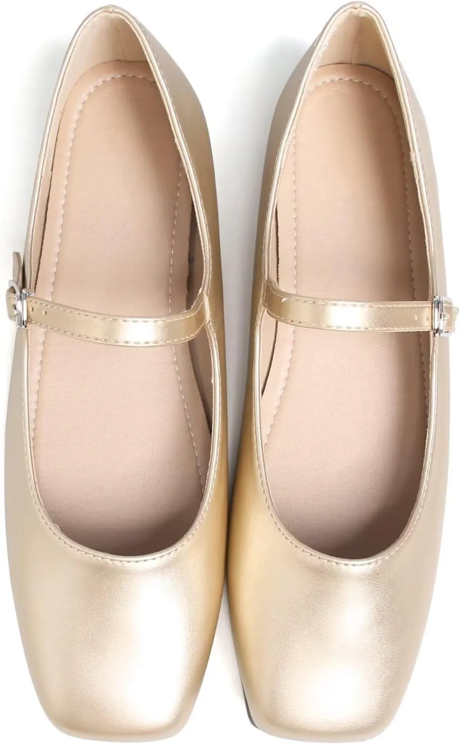 Stunner Mary Jane Flats for Women Classical Square Toe Ballet Flats Soft One Line Buckle Strap Flats