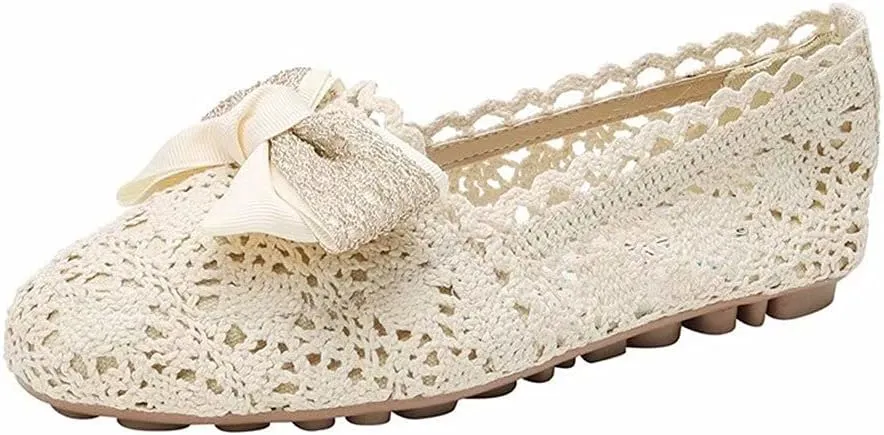 Stunner Women's Cut Out Breathable Lace Ballet Flats