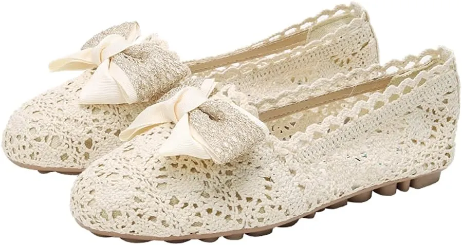Stunner Women's Cut Out Breathable Lace Ballet Flats