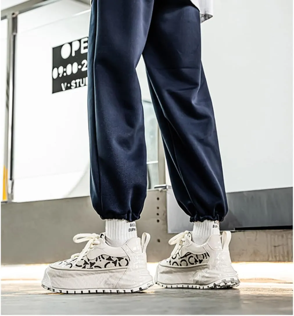 Stylish Print Platform Breathable Shoes for Comfort & Durability Men's Chunky Sole Sneakers Lace-Up Dad Shoes