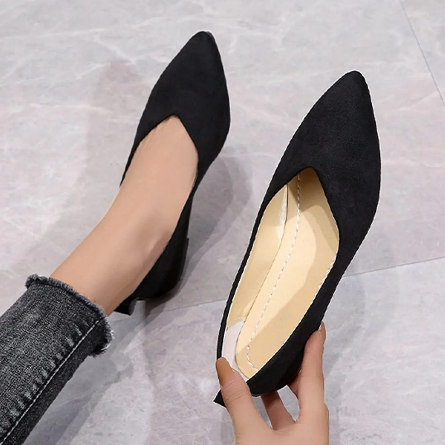 SuanlaTDS Ballet Shoes Foldable Flat Dance Shoes Party Roll Travel Slipper Women Portable Women's Slipper Indoor Outdoor Slippers Women Leopard (Black-a, 9.5-10)