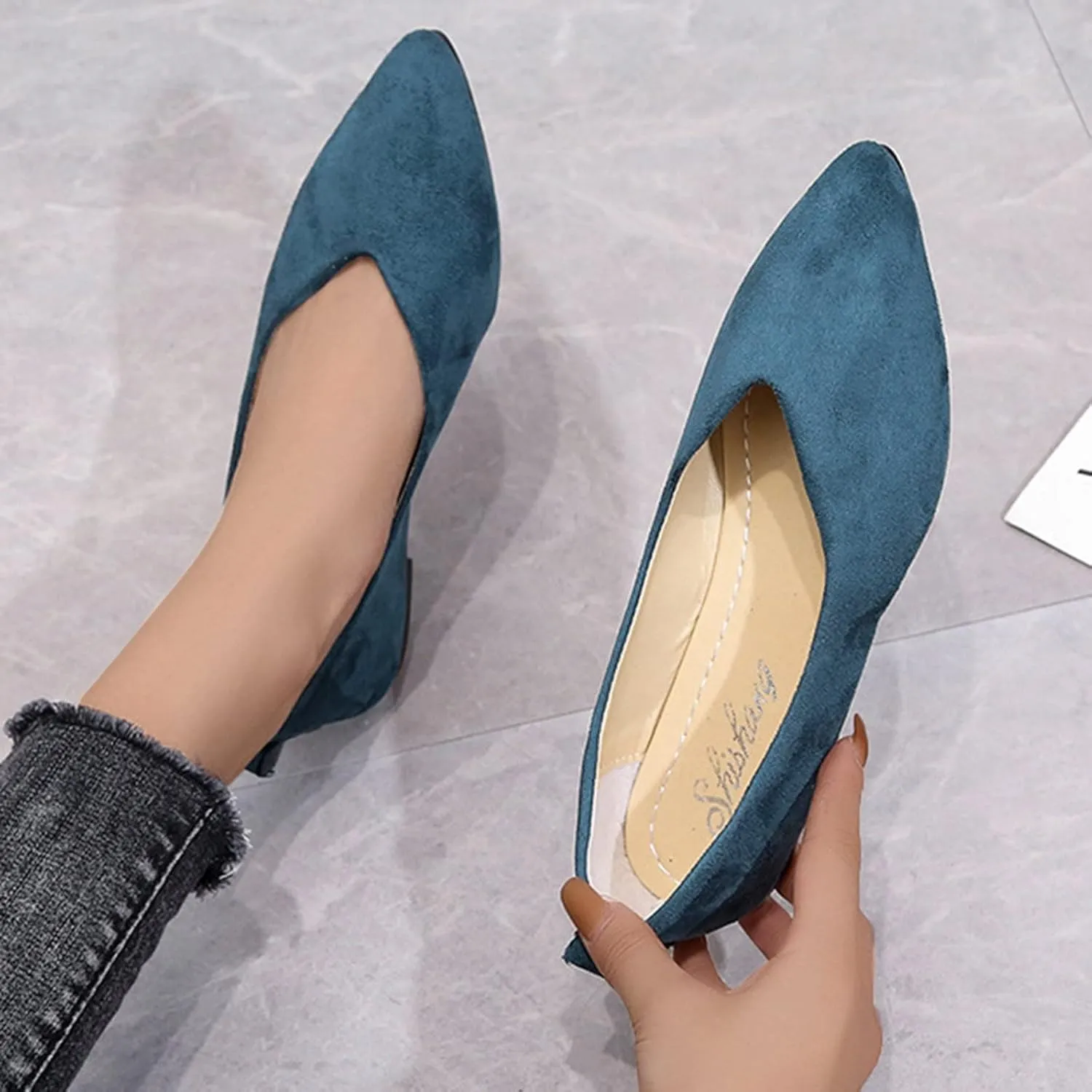 SuanlaTDS Ballet Shoes Foldable Flat Dance Shoes Party Roll Travel Slipper Women Portable Women's Slipper Indoor Outdoor Slippers Women Leopard (Blue-a, 6.5-7)