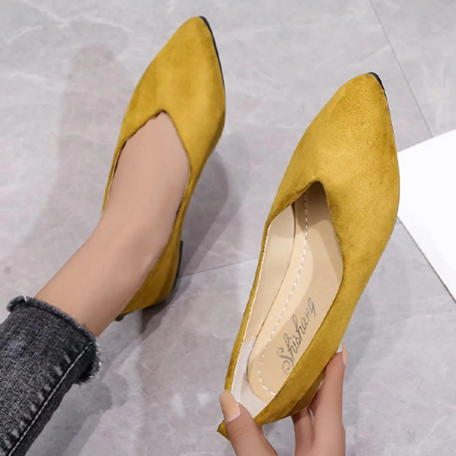 SuanlaTDS Ballet Shoes Foldable Flat Dance Shoes Party Roll Travel Slipper Women Portable Women's Slipper Indoor Outdoor Slippers Women Leopard (Yellow-a, 8)