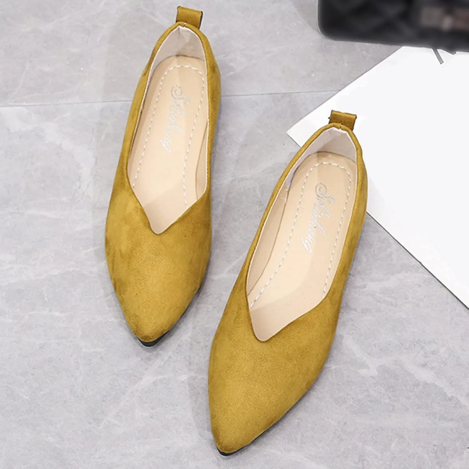 SuanlaTDS Ballet Shoes Foldable Flat Dance Shoes Party Roll Travel Slipper Women Portable Women's Slipper Indoor Outdoor Slippers Women Leopard (Yellow-a, 8)