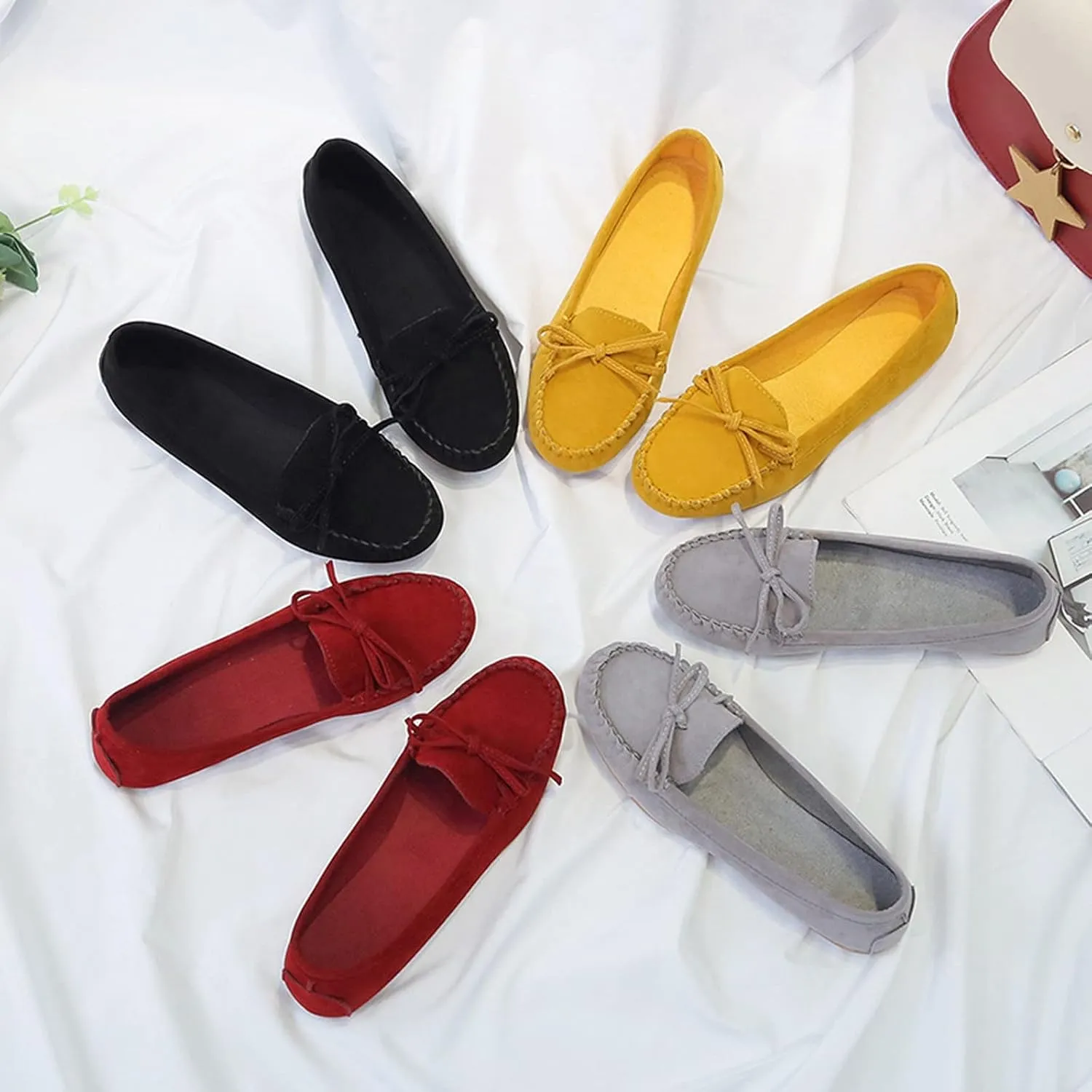 SuanlaTDS Ballet Shoes Foldable Flat Dance Shoes Party Roll Travel Slipper Women Portable Women's Slipper Indoor Outdoor Slippers Women Leopard (Yellow-c, 7.5)