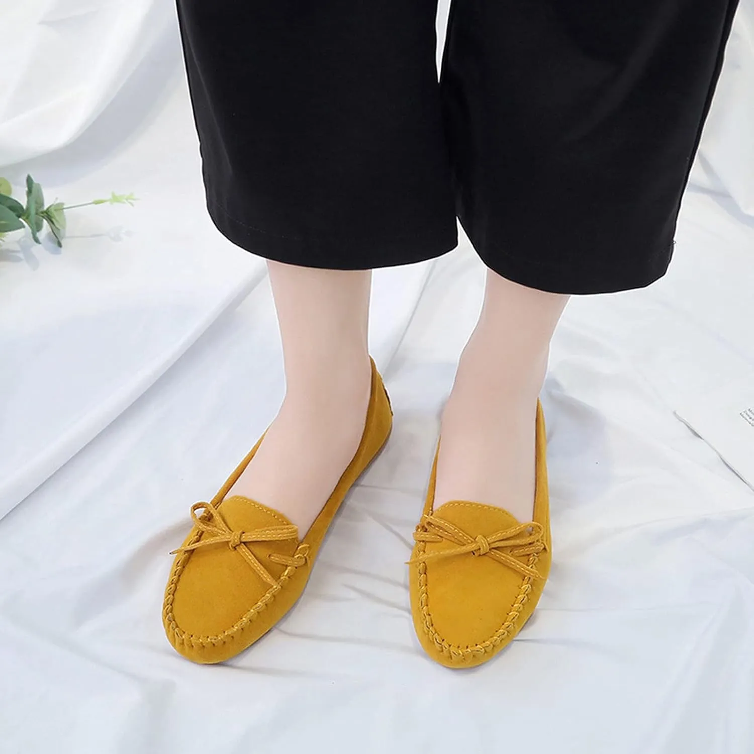 SuanlaTDS Ballet Shoes Foldable Flat Dance Shoes Party Roll Travel Slipper Women Portable Women's Slipper Indoor Outdoor Slippers Women Leopard (Yellow-c, 7.5)