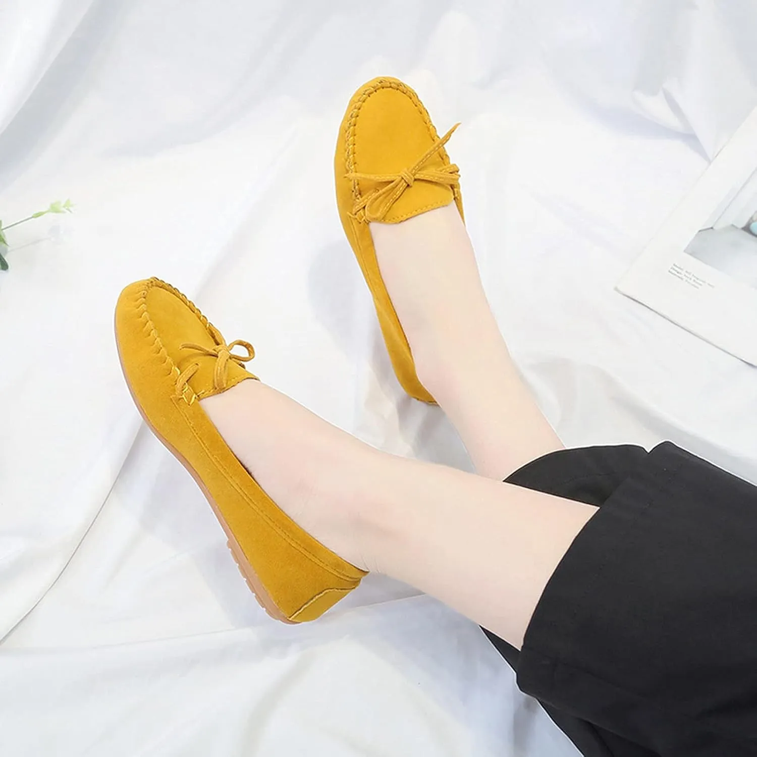 SuanlaTDS Ballet Shoes Foldable Flat Dance Shoes Party Roll Travel Slipper Women Portable Women's Slipper Indoor Outdoor Slippers Women Leopard (Yellow-c, 7.5)