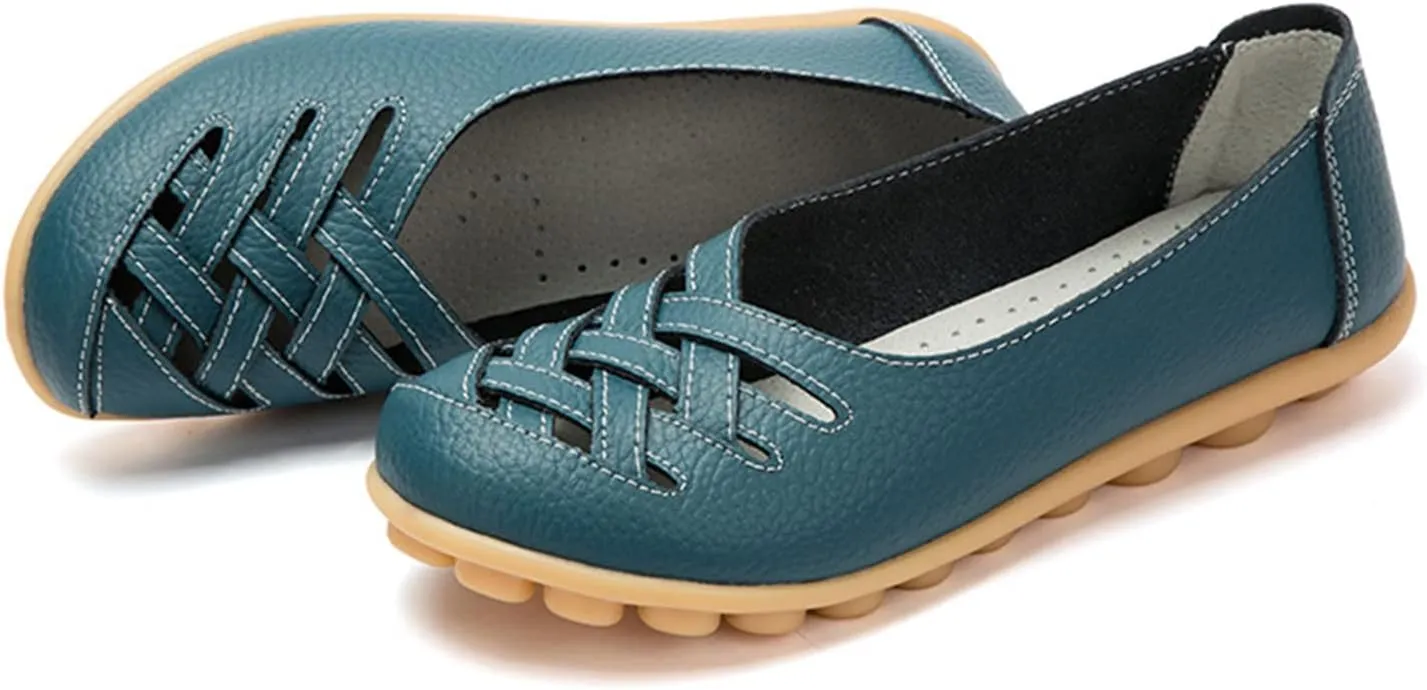 SuanlaTDS Slip On Women Comfort Walking Flat Loafers Casual Shoes Driving Loafers Walking Shoes for Women Women's Casual Shoes (Light Blue, 7.5)