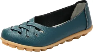 SuanlaTDS Slip On Women Comfort Walking Flat Loafers Casual Shoes Driving Loafers Walking Shoes for Women Women's Casual Shoes (Light Blue, 7.5)