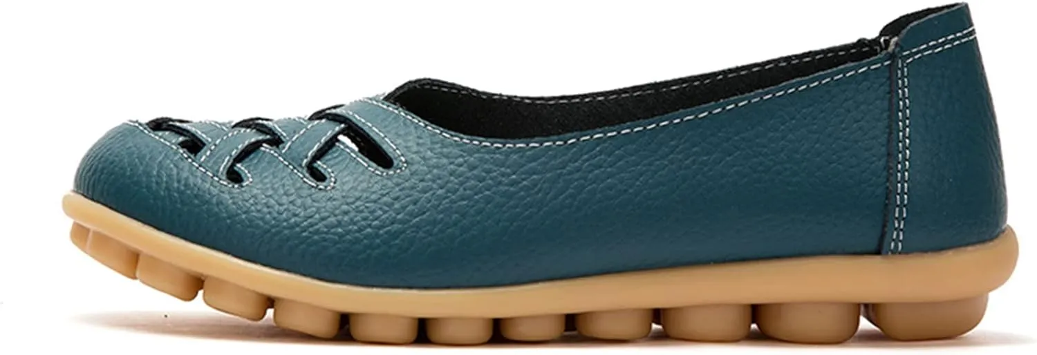 SuanlaTDS Slip On Women Comfort Walking Flat Loafers Casual Shoes Driving Loafers Walking Shoes for Women Women's Casual Shoes (Light Blue, 7.5)