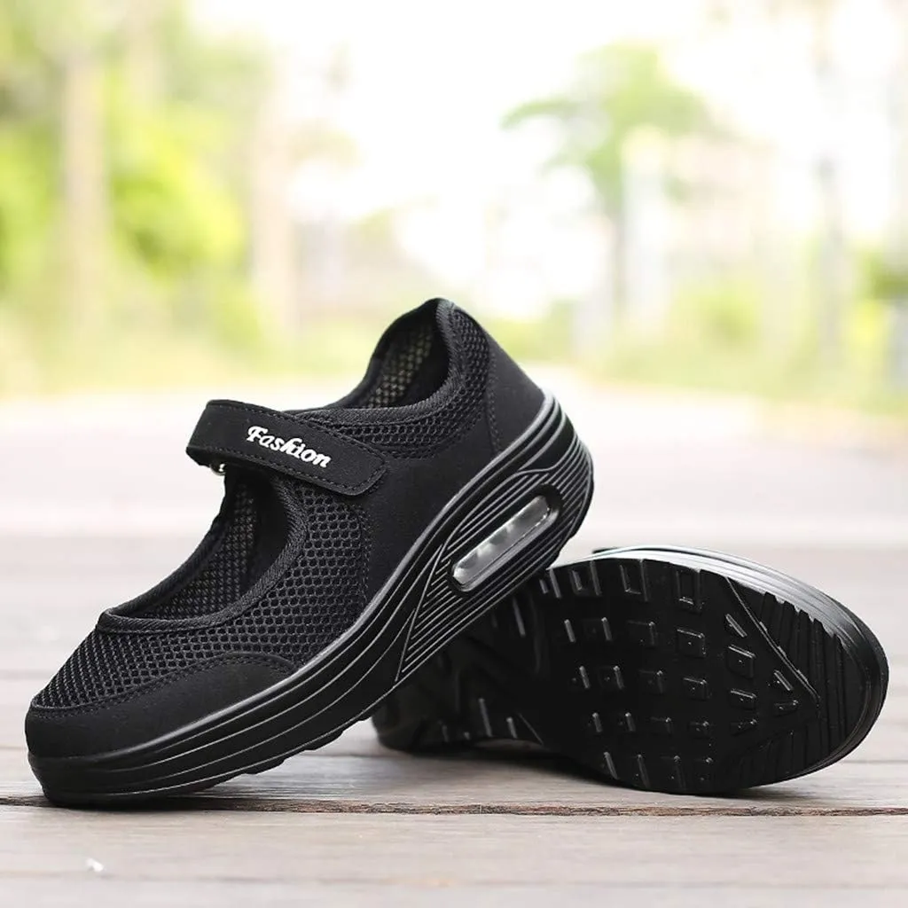 SuanlaTDS Women's Breathable Casual Running Shoes, Black, Size 7.5