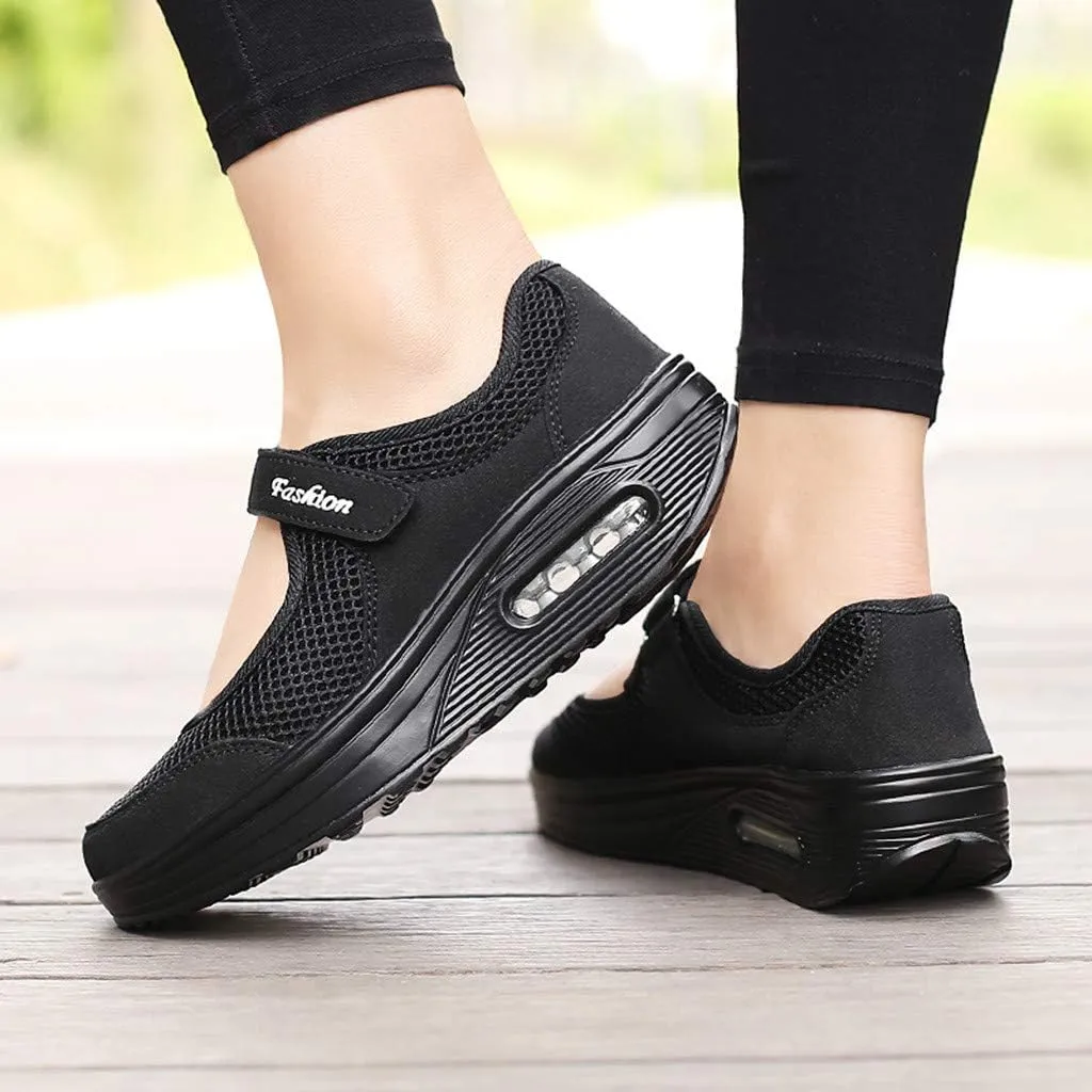 SuanlaTDS Women's Breathable Casual Running Shoes, Black, Size 7.5