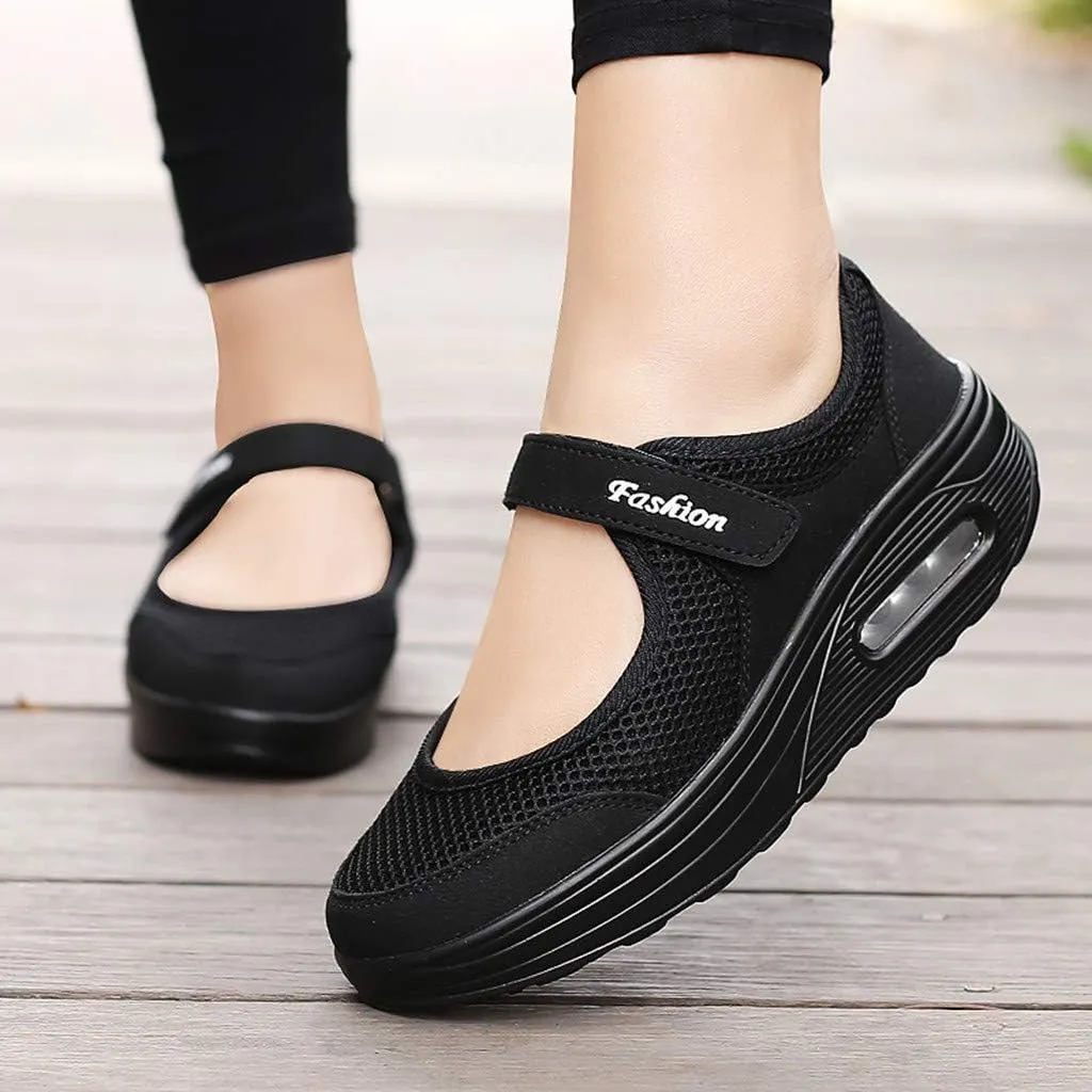 SuanlaTDS Women's Breathable Casual Running Shoes, Black, Size 7.5