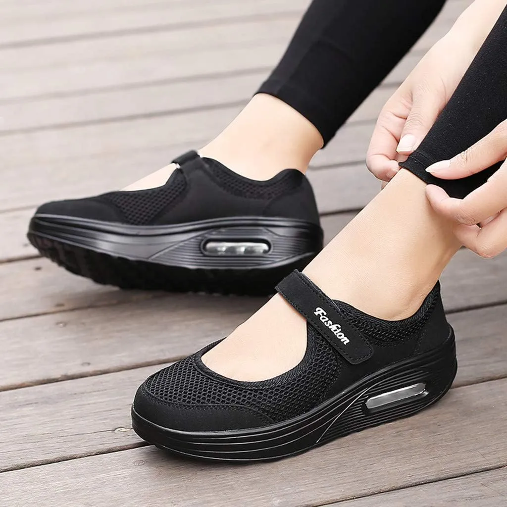 SuanlaTDS Women's Breathable Casual Running Shoes, Black, Size 7.5