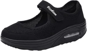 SuanlaTDS Women's Breathable Casual Running Shoes, Black, Size 7.5