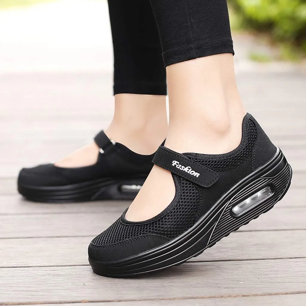SuanlaTDS Women's Breathable Casual Running Shoes, Black, Size 7.5