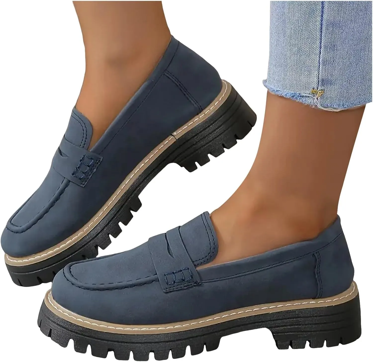 Thick Sole Comfortable Suitable for Work Business and Casual Dress Shoes Men Casual Shoes Retro Shoes Loafers