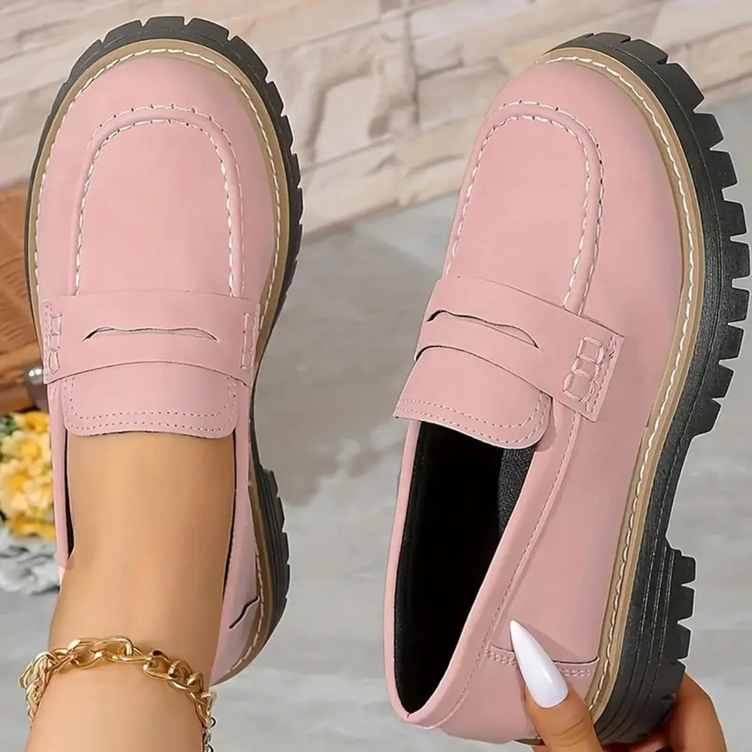Thick Sole Comfortable Suitable for Work Business and Casual Dress Shoes Men Casual Shoes Retro Shoes Loafers