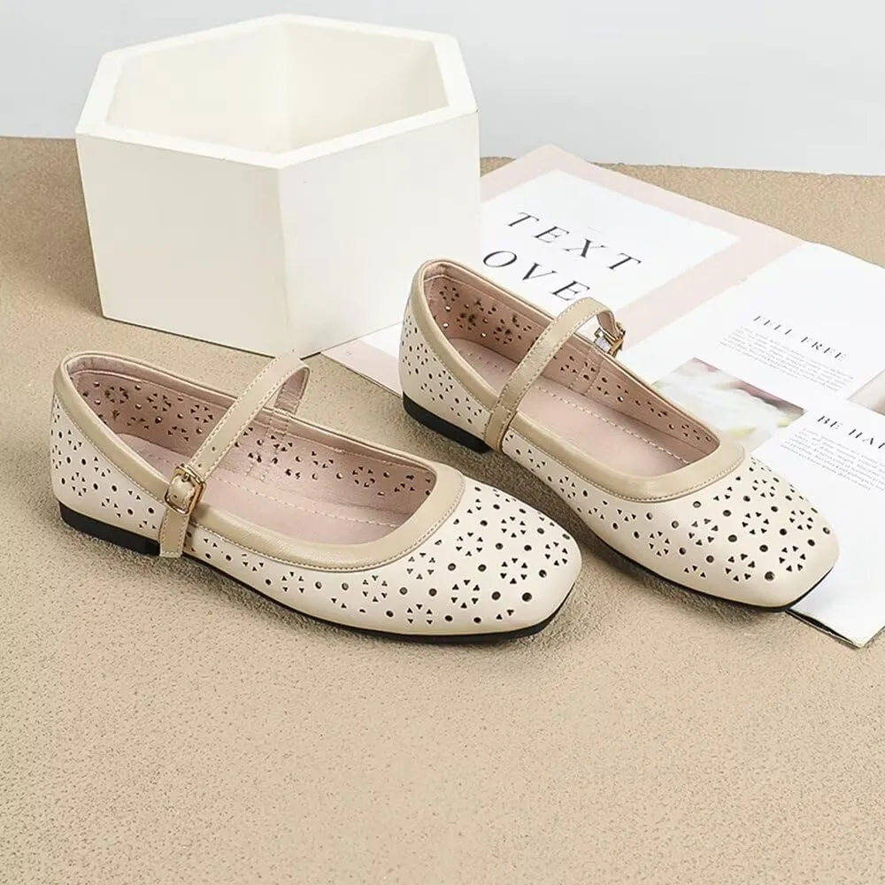 TN TANGNEST Flat Shoes for Women Retro Square Toe Mary Jane Flats Shiny Ballet Flats Comfortable Office Flats