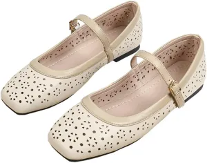 TN TANGNEST Flat Shoes for Women Retro Square Toe Mary Jane Flats Shiny Ballet Flats Comfortable Office Flats