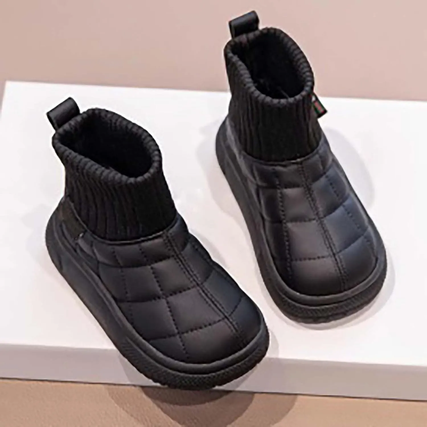 Toddler Kids Warm Ankle Boots Boys Girls Unisex Non Slip Mid Calf Winter Outdoor Lightweight Soft Sloe Shoes Sock