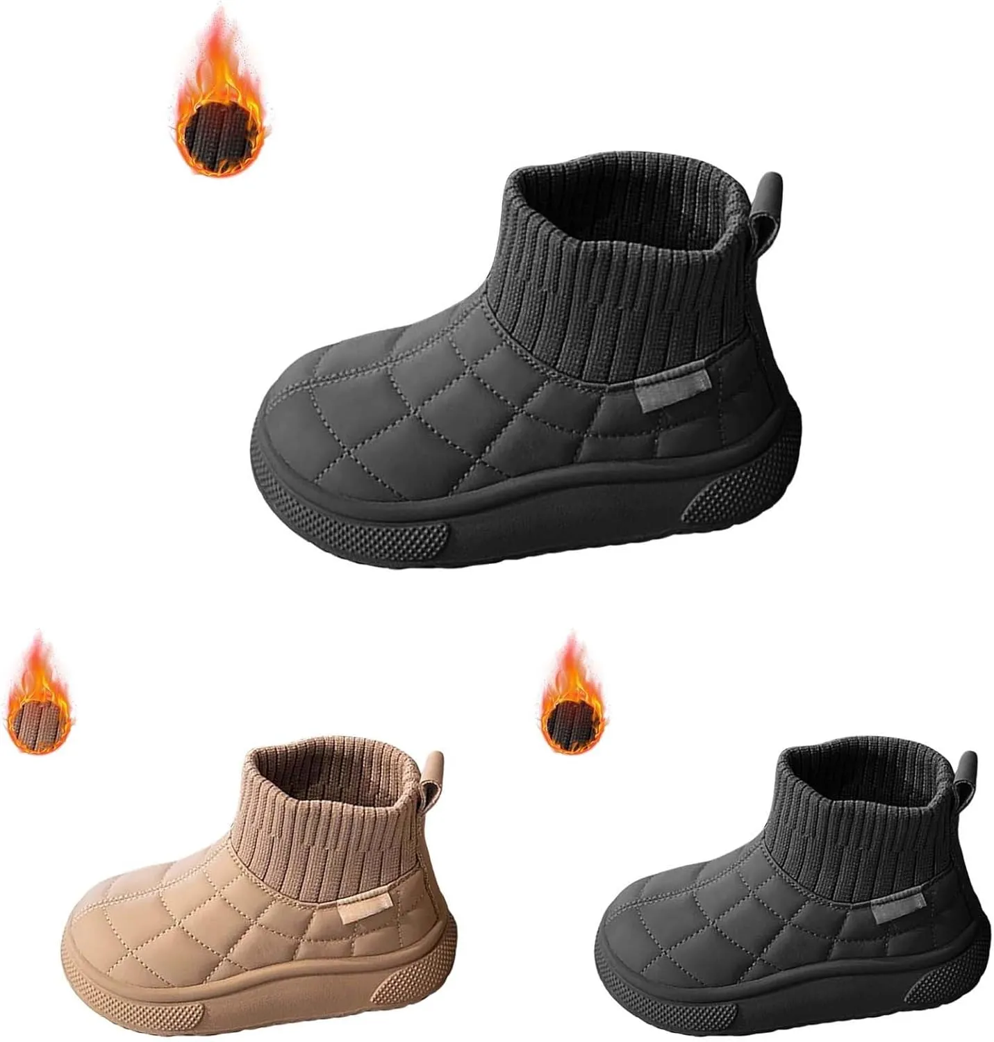 Toddler Kids Warm Ankle Boots Boys Girls Unisex Non Slip Mid Calf Winter Outdoor Lightweight Soft Sloe Shoes Sock