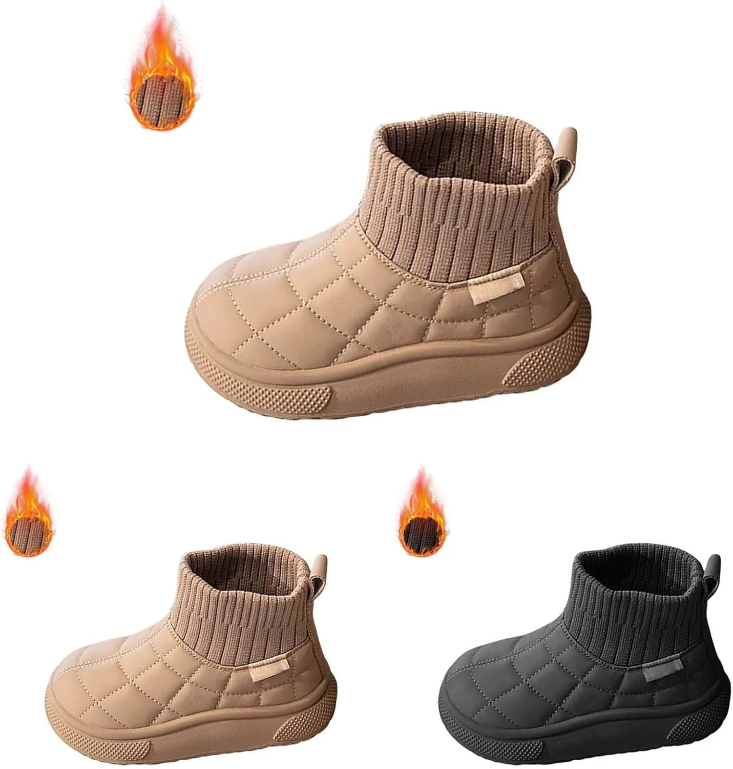 Toddler Kids Warm Ankle Boots Boys Girls Unisex Non Slip Mid Calf Winter Outdoor Lightweight Soft Sloe Shoes Sock