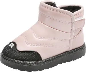 Toddler PU Leather Non-slip Resistan Ankle boots Kids Snow Boots Girl's Warm Winter Wterproof Outdoor Boot