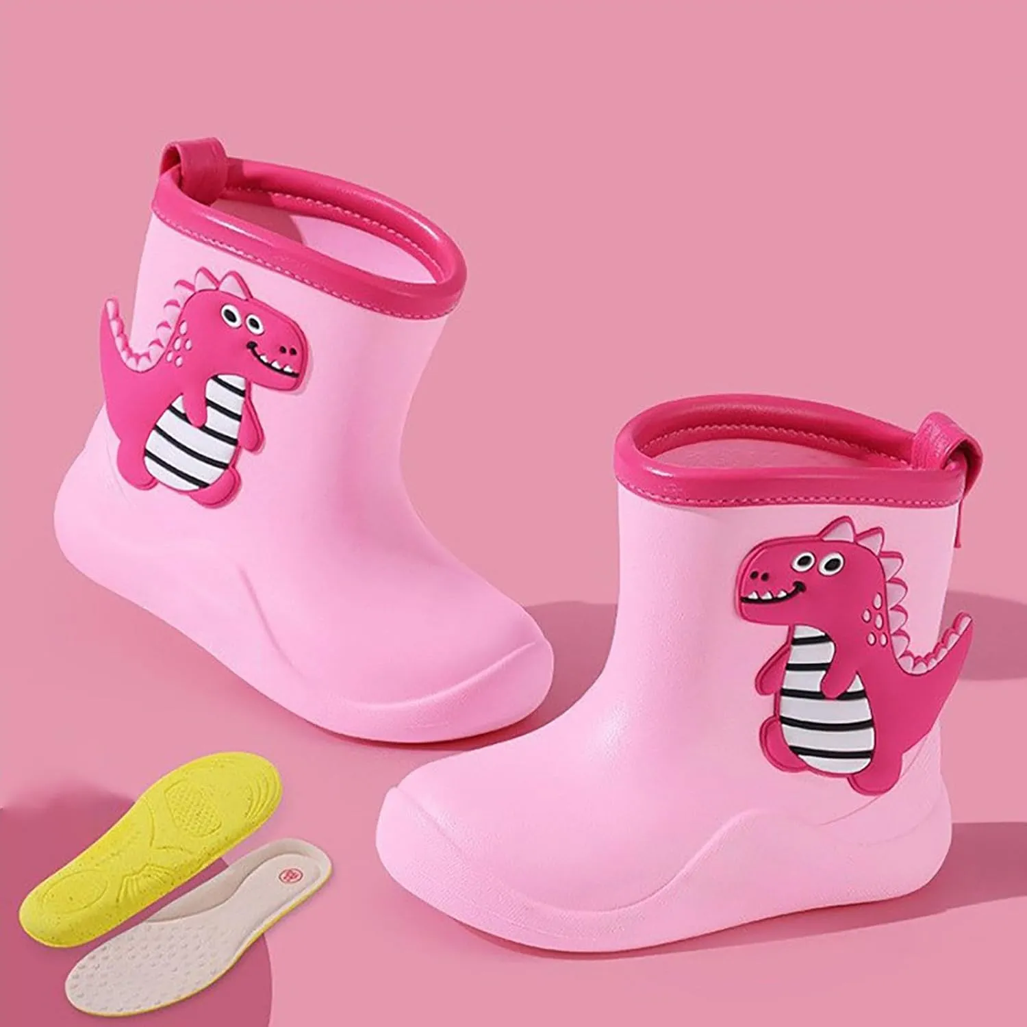 Toddler Rain Boots Boys Girls Baby Cartoon Animals Waterproof Ankle Boots Non Slip Rubber Toddler Snow Boot