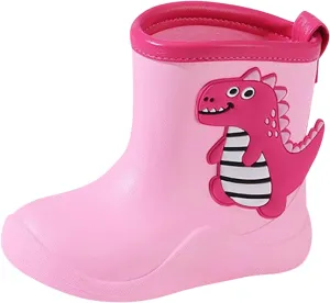Toddler Rain Boots Boys Girls Baby Cartoon Animals Waterproof Ankle Boots Non Slip Rubber Toddler Snow Boot