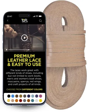 TOFL Leather Boot Laces|1/8 Inch Thick 72 Inches Long|2 Leather Strips [1 Pair]
