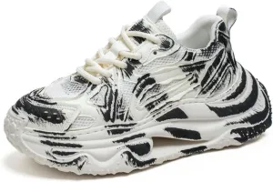 Trend Fashion Breathable Mesh Lace Up Chunky Sneakers for Mens Lightweight Non-Slip Round Toe Casual Outdoor Walking Running Shoes Sport Dad Shoes