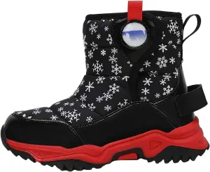 Unisex Boys Girls High-Top Snow Boots Kids Winter Warm Faux  Lined Outdoor Sport Leather Kids Boots for Girls