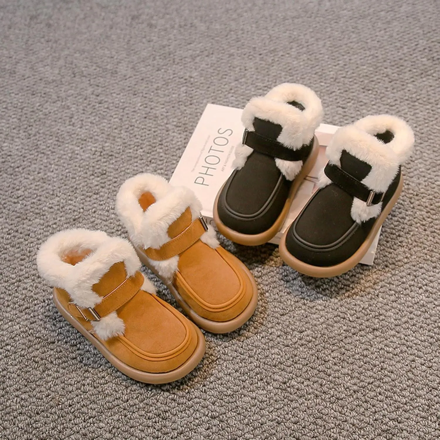Unisex Kids Warm Furry Winter Ankle Boots Boys Girls Cozy Fleece Plush Soft Fuzzy Fr Youth Boys Winter Boots Size 5