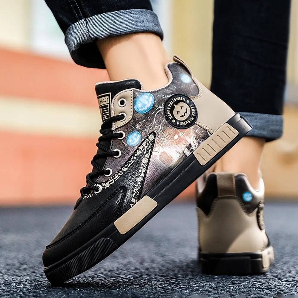 VAXAV Men's Fashion High Top Road Running Sneakers Skate Walking Driving Shoes