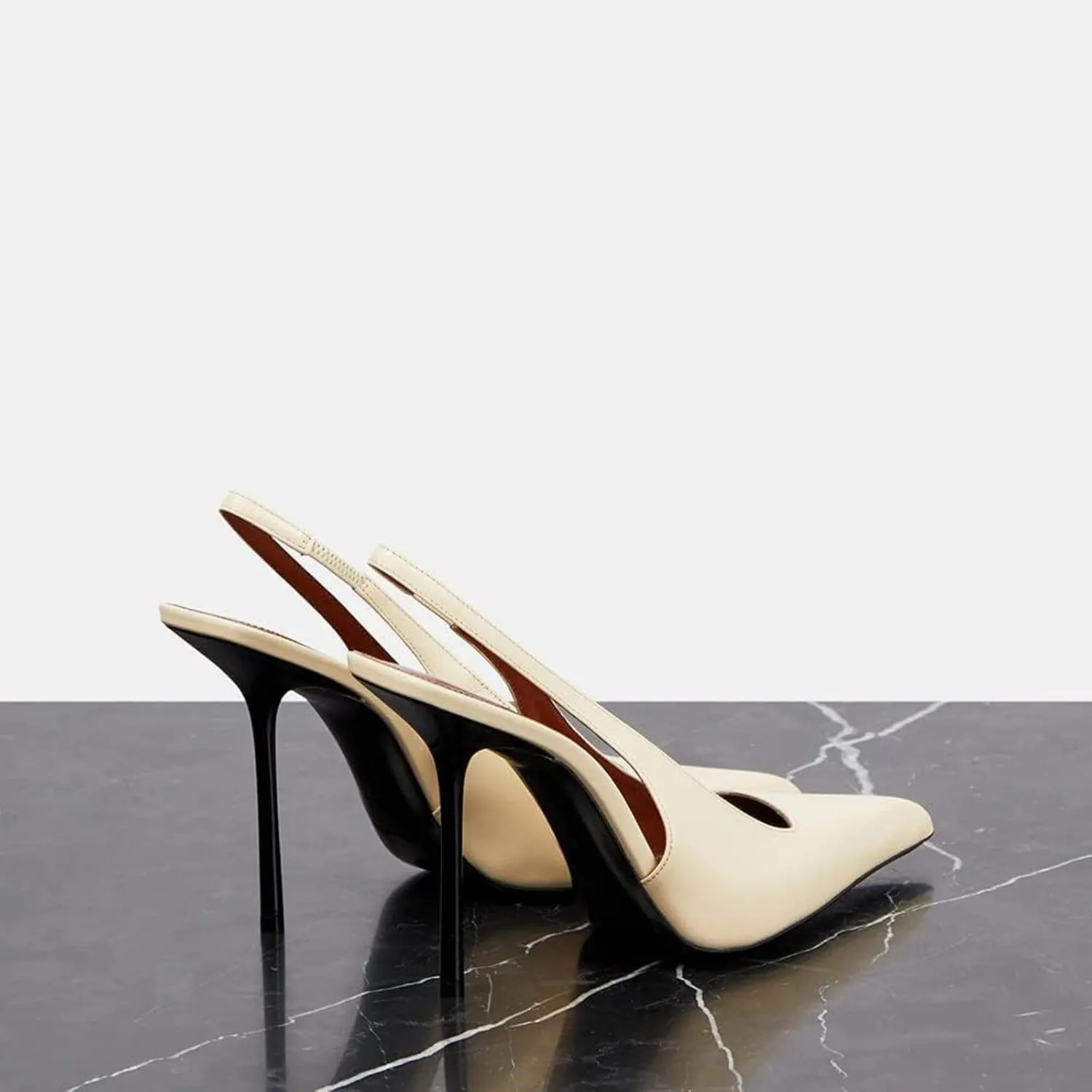 Vertundy Womens Stiletto Slingback Pointed Toe Leather High Heels