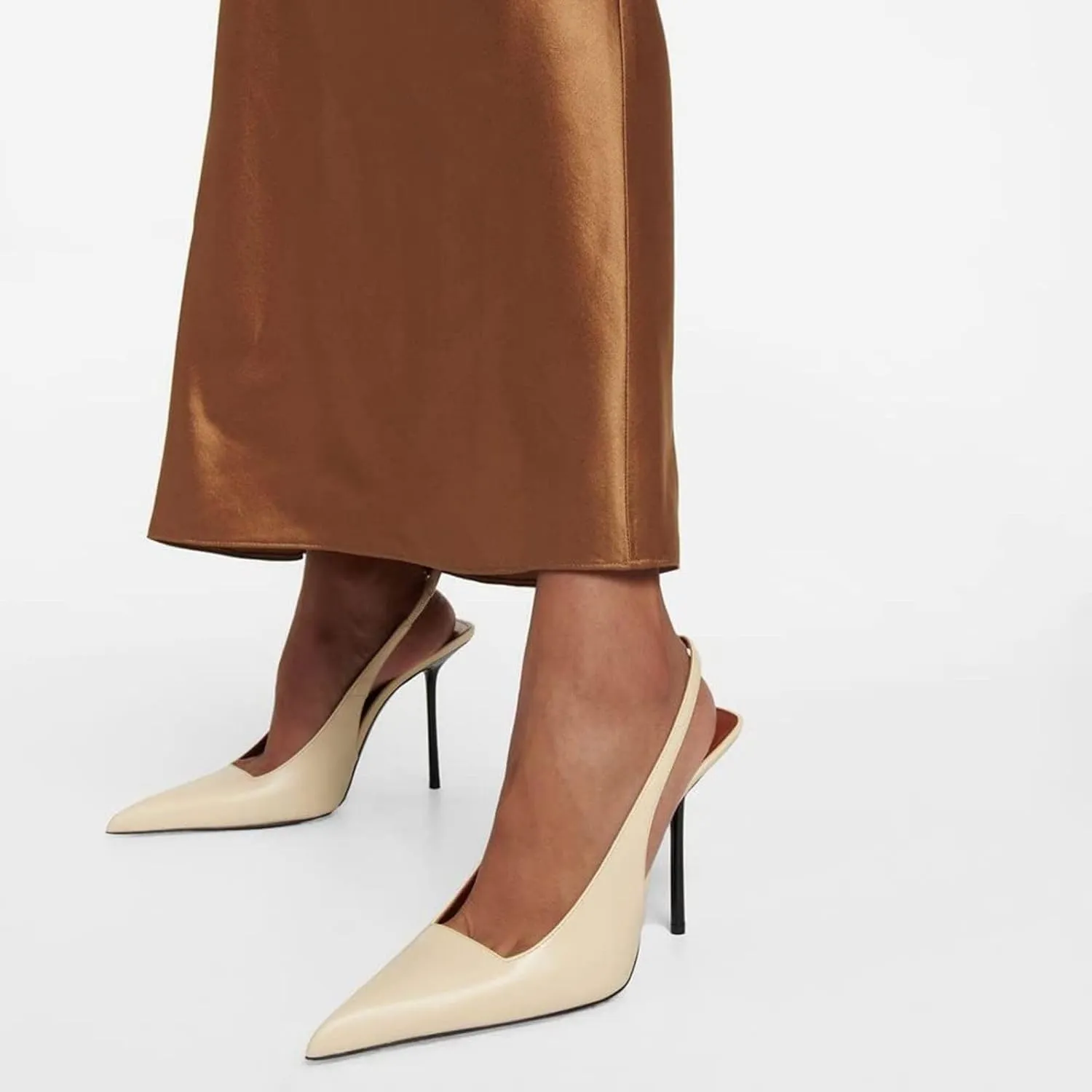 Vertundy Womens Stiletto Slingback Pointed Toe Leather High Heels