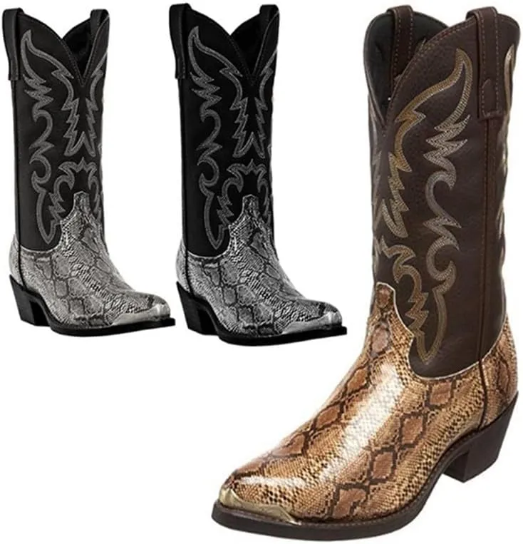 Western Boots Lightweight Pointed Retro And Comfortable Cowboy Boots For Men Embroidered Traditional Country Boot