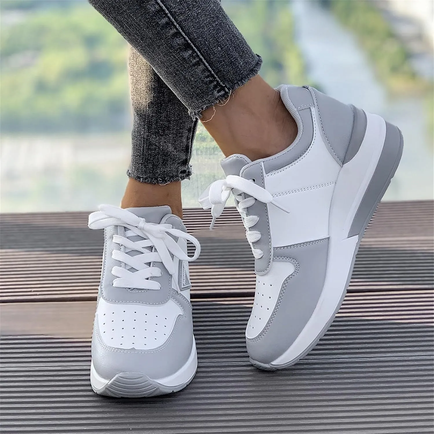 White Leather Sneakers for Women Womens Casual Shoes Women's White Fashion Sneakers Comfort Cute Casual Slip On Lightweight Black Loafers Women Platform Men's Sneakers