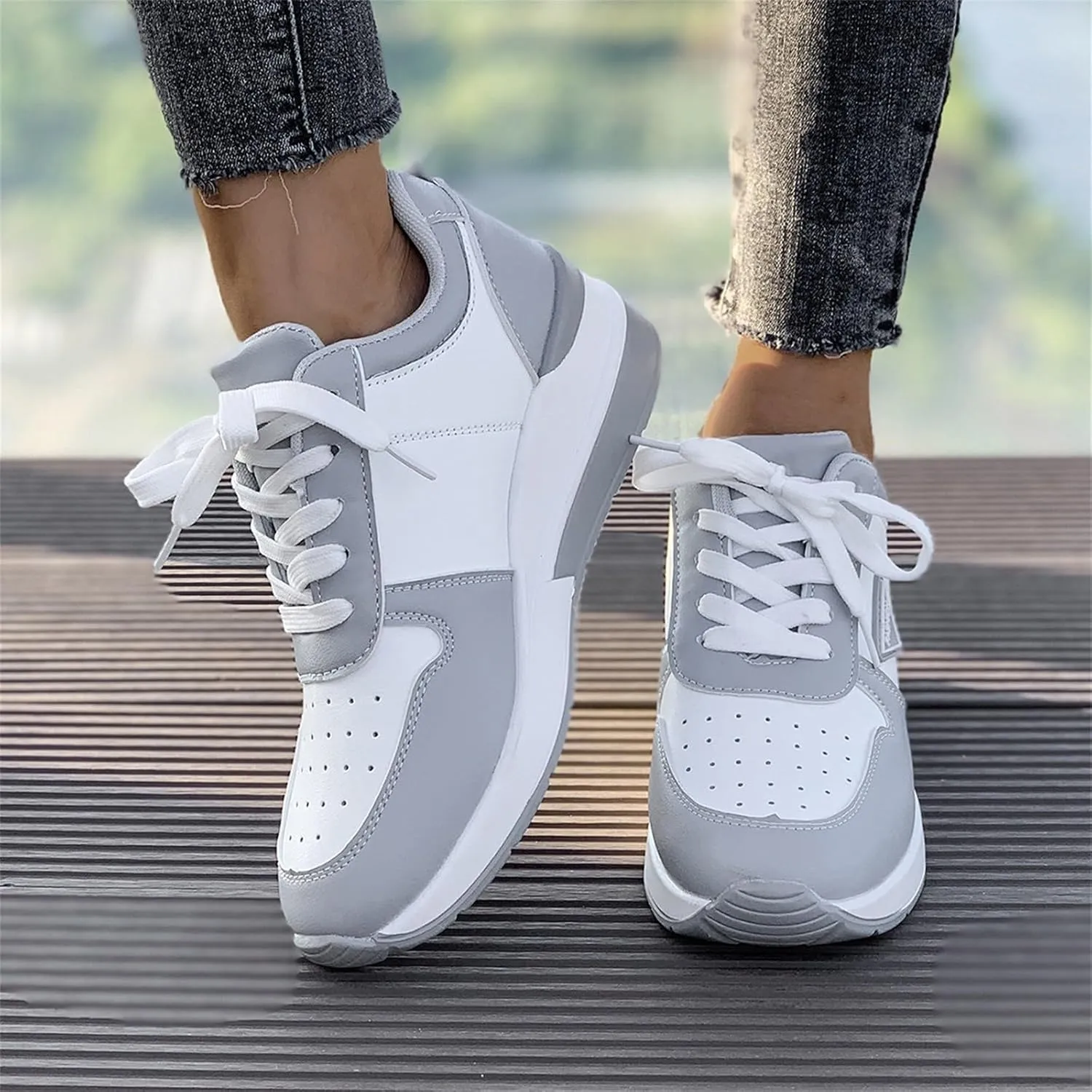 White Leather Sneakers for Women Womens Casual Shoes Women's White Fashion Sneakers Comfort Cute Casual Slip On Lightweight Black Loafers Women Platform Men's Sneakers