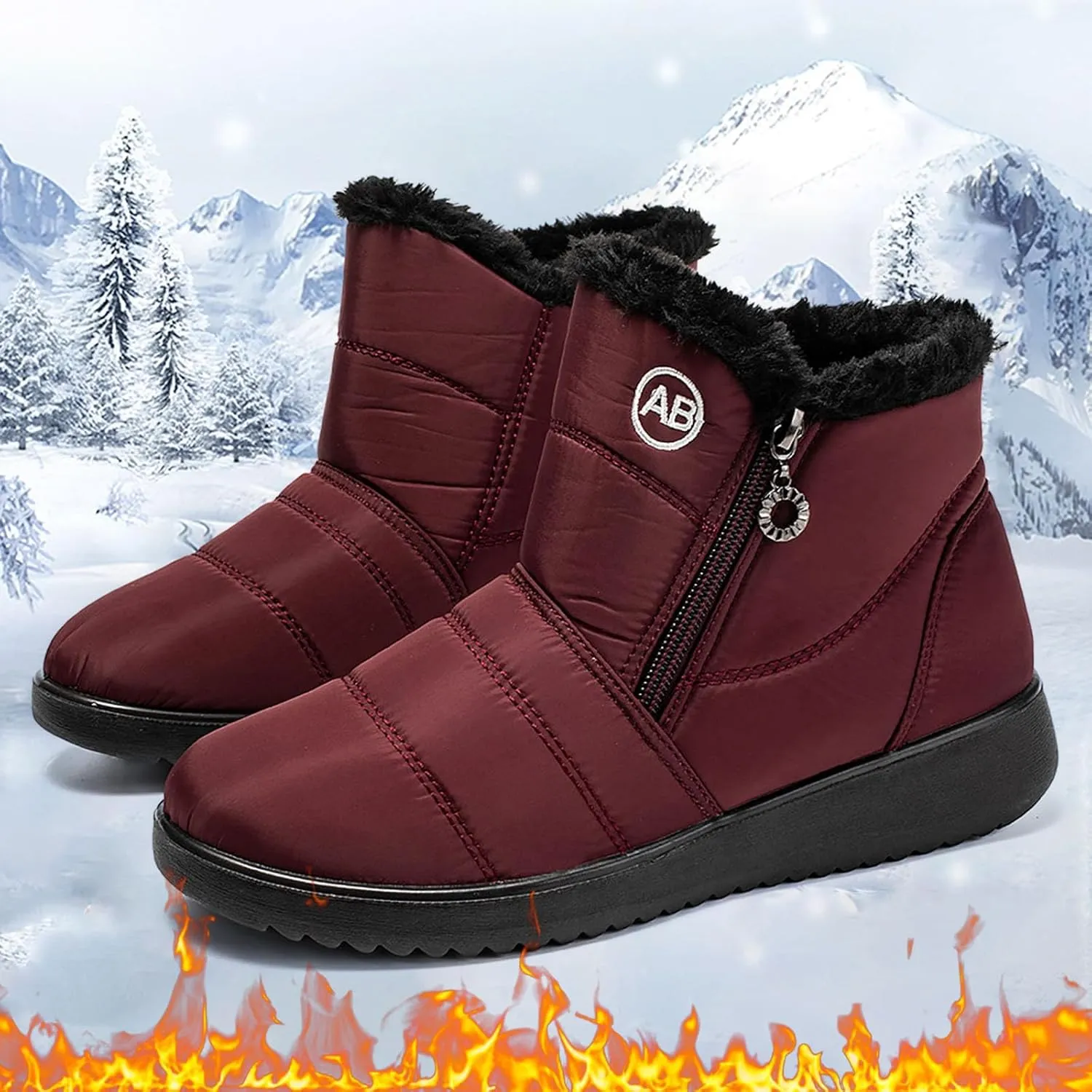 Winter Boots For Women Waterproof Waterproof Snow Boots Fur Lined Ankle Booties Warm Mid Calf Boots Outdoor Shoes