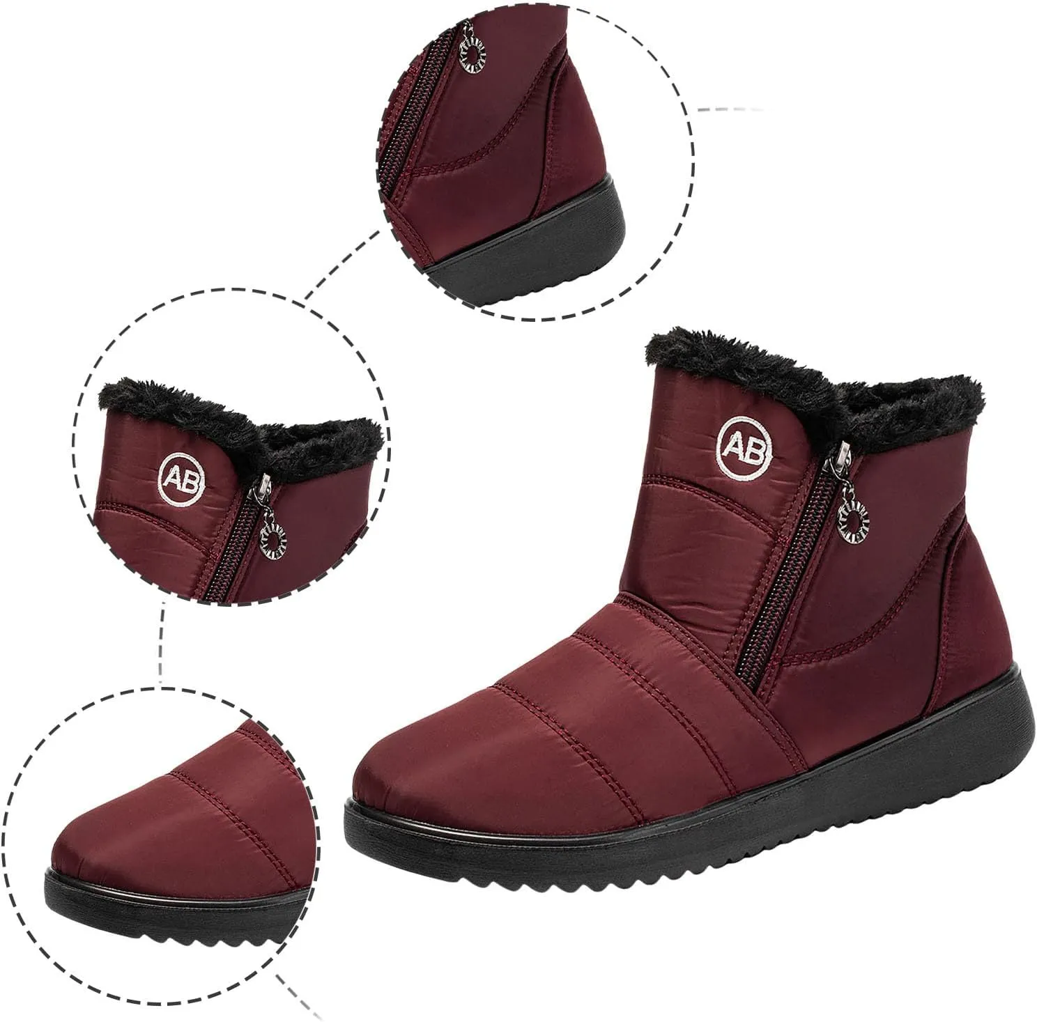 Winter Boots For Women Waterproof Waterproof Snow Boots Fur Lined Ankle Booties Warm Mid Calf Boots Outdoor Shoes