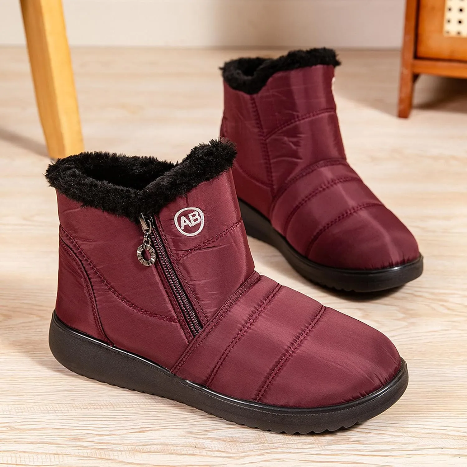 Winter Boots For Women Waterproof Waterproof Snow Boots Fur Lined Ankle Booties Warm Mid Calf Boots Outdoor Shoes