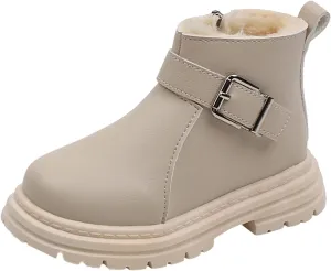 Winter Kids Snow Boots Fleece Cozy Plush Lined Winter Warm Ankle Booties Winter Warm Boots Flat Ankle Boots