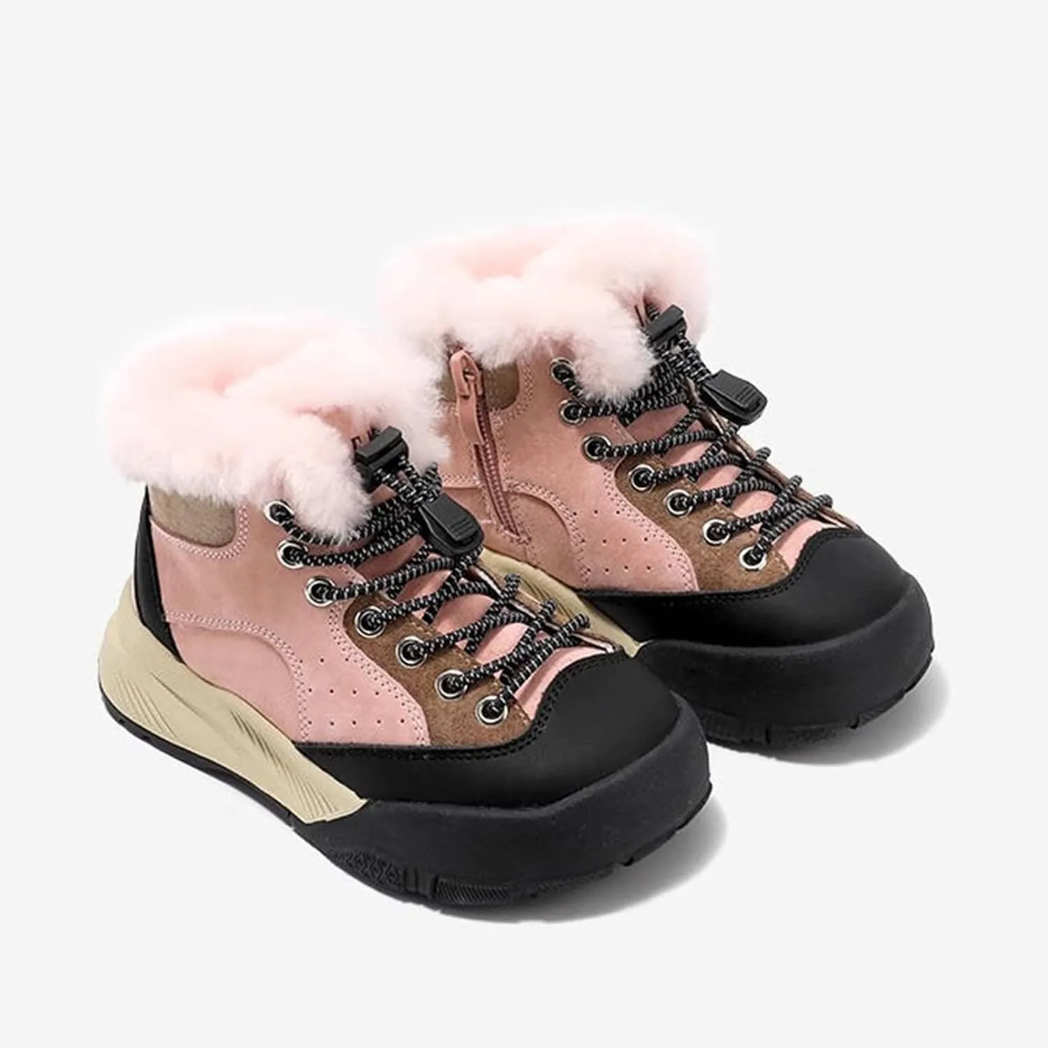 Winter Outdoor Faux Fr Snow Boots for Kids Fleece Plush Warm Furry Ankle Booties Boys Girls Hiking Sport Shoes