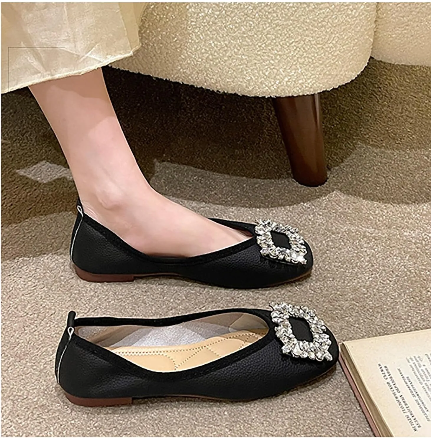 Women Casual Slip On Dress Loafers Comfortable Leather Driving Breathable Soft Shoes for Summer Autumn